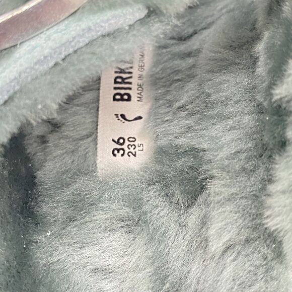 BIRKENSTOCK ARIZONA Sz 5 SHEARLING SANDAL SUEDE LEATHER GREEN BERYL Size 36 - Picture 5 of 6